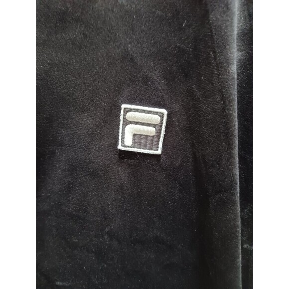 Fila Women Velour 1/2 Zip Hooded Sweater Elastic waistband Black size XL - Picture 6 of 6